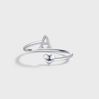 Anillos de Letras para mujer, Plata de Ley 925, A-Z, Iniciales apilables de Nombre, Anillo Abierto con Talla Ajustable - details 0
