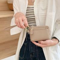 Cartera corta Retro con múltiples ranuras para tarjetas para mujer, cartera de mano con cremallera, monedero de Pu, carteras pequeñas de piel de vaca portátiles de Color sólido para fiesta - details 3