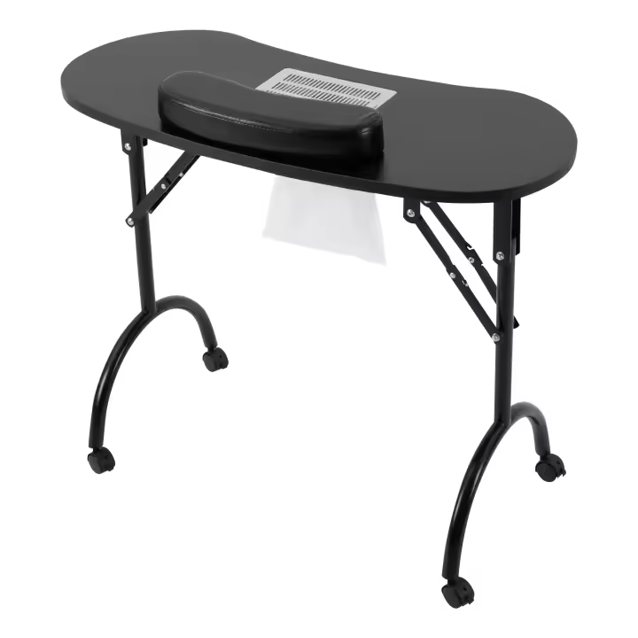 MESA DE MANICURA portátil con ventosa negra, mesa plegable para uñas con 3 bolsas de vacío para recorte, belleza, cuidado de uñas - 1