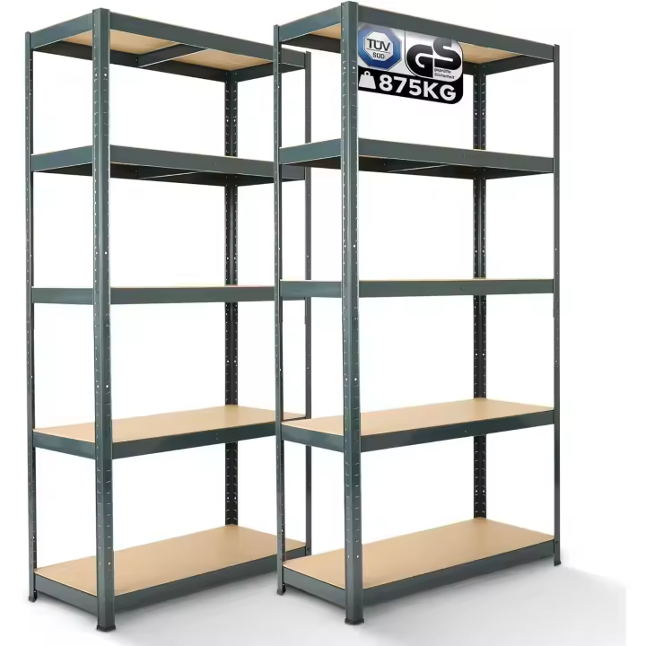 Cargas Pesadas Juego de 2 Unidades 180 x 90 x 40 cm Color Antracita 5 Baldas Estante para Taller - 1