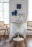 Ence Navidad transparente cubierta con colorido mantel floral rectangular blanco bordado, utilizado para suministros de fiesta en casa - details 0