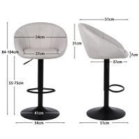 Taburetes Altos de Cocina Juego de 1, Taburete Cocina con Respaldo y Reposapiés, Taburete de Bar de Lino Transpirable, Altura Regulable, Giratorios, Beige - details 6