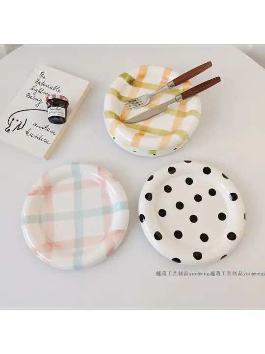 Plato de cerámica con bajo esmalte blanco puro de alto valor estilo ins, plato de postre Dudu, plato de desayuno doméstico, pose - 1