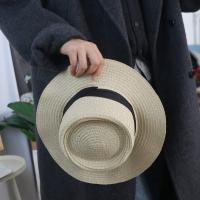 Sombrero tejido de paja de estilo coreano a la moda, sombrero de ala ancha cóncavo con protección solar, sombrero de cubo, sombrilla de ala plana, sombrero de sol para mujer, playa - details 3