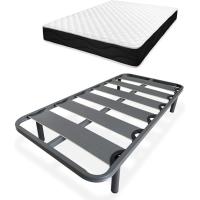 Cama Completa con Colchón Sleep Pro Reversible + Somier de Láminas Reforzado con 4 Patas Cilíndricas Metálicas Roscadas, 90 x 190 - details 0