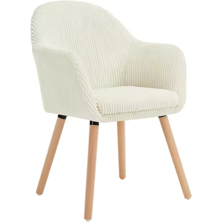 Estilo Vintage Juego de 1, Silla Cocina, Silla Nordica con Respaldo y Reposabrazos, Tela Pana, Estructura - 1