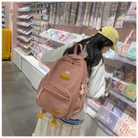 Dibujos animados estilo japonés ins lindo patito mochila femenina de pana informal mochila de campus estudiante universitario de secundaria. - details 15
