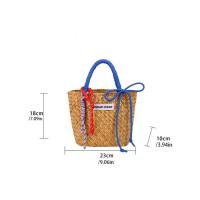 Bolso de cesta de paja de gran capacidad, bolso de mano tejido hecho a mano con cuerda de nailon, bolso de compras de moda, bolso tejido de hierba para playa - details 0