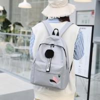 Mochila de gran capacidad con hojas impresas, mochila de lona de Color sólido con hojas impresas, mochila portátil con cremallera de estilo universitario - details 8