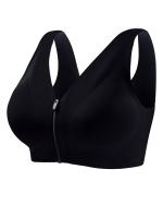 2 piezas Sujetadores Sin Costuras y Cómodos Push-Up para Mujeres - Cierre Frontal con Cremallera, Almohadillas Extraíbles, Mezcla de Nylon y Spandex, Estilo Deportivo, No Transparente - Azul Claro y Beige - details 8