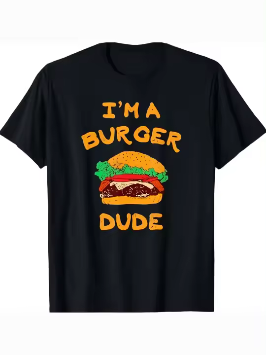 Camiseta Im a Burger Dude Hamburger Fast Food Lover, regalo para papá, manga corta con cuello redondo suave y cómoda, 230g - 1