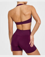 Sujetador deportivo de cuello halter estilo europeo y americano para mujeres, sensación de verano sin cubierta con almohadillas para el pecho, top ajustado para entrenamiento físico y yoga - details 7