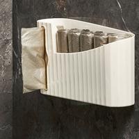Soporte para bolsa de basura montado en la pared, estante de almacenamiento para bolsas de comestibles colgante para el hogar, dispensador de bolsas de basura sin perforaciones de gran capacidad - details 5