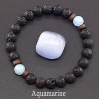 Pulsera de piedra de Lava para hombre, cuentas de piedra lunar de labradorita Natural, pulsera de Buda tibetano, pulsera difusora de aceite de Chakra, joyería para hombre - details 40