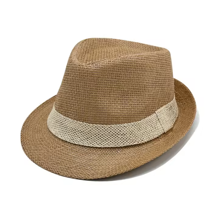 Sombrero de paja Vintage a la moda para hombre, gorra de Jazz de vaquero de ala ancha para caballero, gorra informal de protección solar, gorra de viaje de Panamá - 1