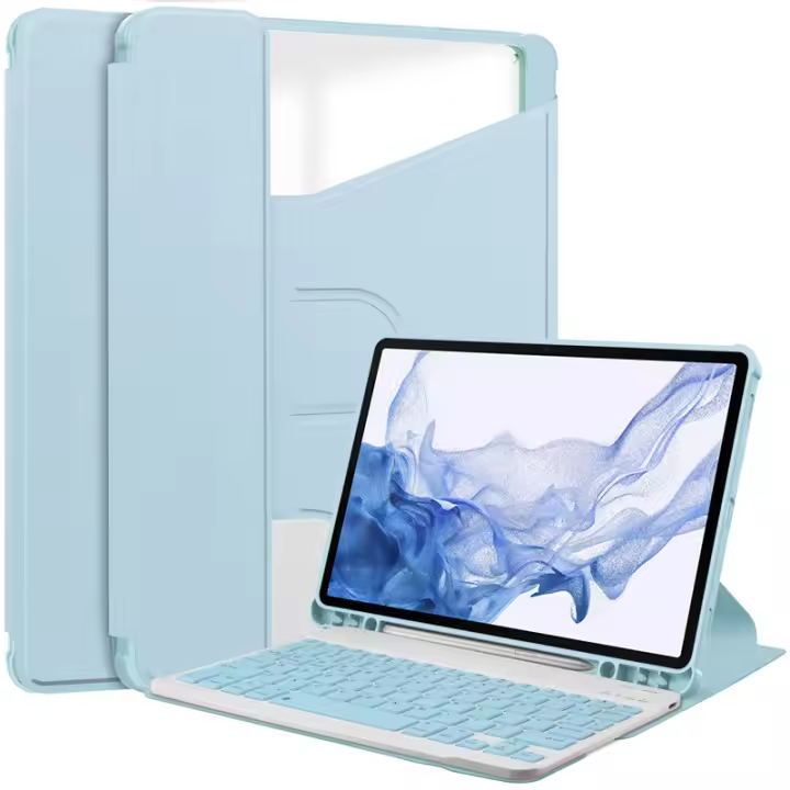 Funda con teclado para Samsung Galaxy Tab S9 Plus, carcasa con rotación de 360 grados, soporte para bolígrafo S, SM-X810 de 12,4 pulgadas - 1