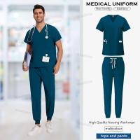 uniforme médico para mujer, artículos de enfermería, uniformes quirúrgicos, Tops de manga corta con cuello en V, pantalones para correr, conjuntos de exfoliante para hombre - details 6