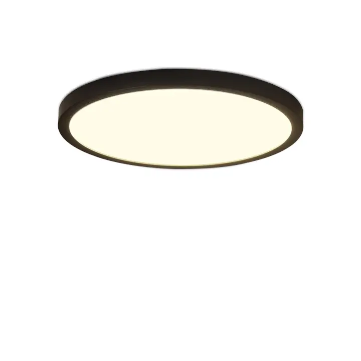 CBJKTX Plafón LED Plafón Plano Lámpara Dormitorio Ø22cm Lámpara Baño Negro 15W IP44 - 1