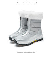 Botas de nieve impermeables con cremallera para mujer, botines cálidos de felpa, de algodón, de alta calidad, para exteriores, Invierno - details 28