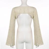 Top corto de ganchillo de manga larga para mujer, ropa de calle de punto con malla ahuecada, Y2k, 2025 - details 3