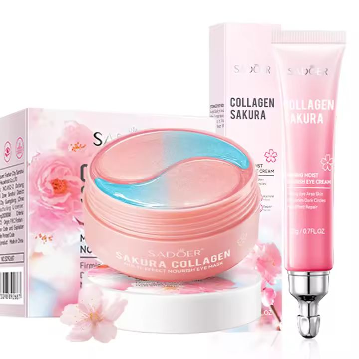 Máscara de Ojos de Colágeno de Sakura SADOER 60pcs Anti-Ojeras, Refuerza y Hidrata - 1