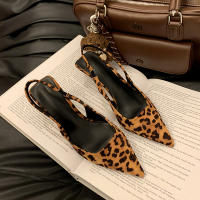 Nuevo nicho retro de gama alta con estampado de leopardo tacones altos temperamento elegante tacón fino sandalias puntiagudas - details 39