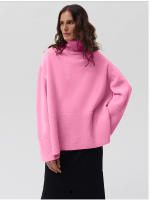 Suéter con cuello de tortuga para mujer, jersey básico de punto con abertura, holgado e informal, suave y cálido, otoño e invier - details 4