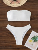 Bikini con Top de tubo para mujer, traje de baño con cordones sólidos, conjunto de Bikini Sexy con Tanga, ropa de playa de verano - details 1
