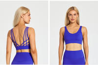 SHINBENE-Sujetador deportivo con tirantes para mujer, sostén deportivo con escote en V, espalda cruzada, acolchado, entrenamiento, Yoga - details 14