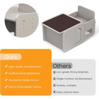Conjunto de Mesa y Silla Montessori para Niños 2 en 1, de Madera Ajustable con Pizarra, Ideal para Actividades y Dibujo, Blanco - details 13