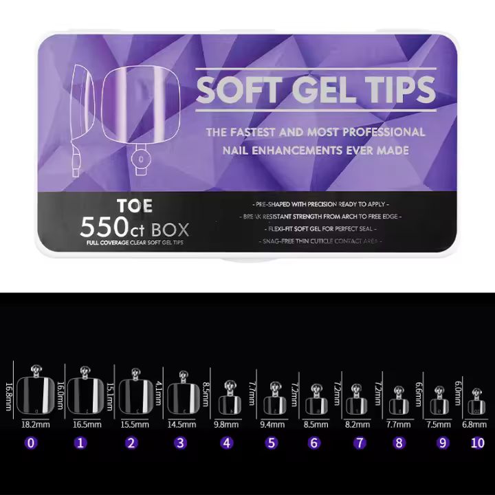Kit de Punzas de Nuez Medianas y Largas Arte Clavo Clear Soak Off para Uñas Falsas Presión Completa Gel de Extensión de Uñas - 1