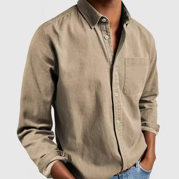 Hombre primavera-verano camisa casual minimalista Camisa informal de otoño para hombre, camisa con cuello vuelto, a la moda, para exteriores - 1