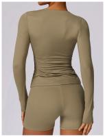Conjunto de Yoga de 2 Piezas para Mujeres Ropa Deportiva de Gimnasio Leggings Fitness Top Corto de Manga Larga Pantalones Deportivos Traje de Entrenamiento Material de Lining Nylon Temporada Primavera/Verano - details 11