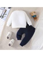 Conjunto de Ropa para Bebé de 3 a 24 Meses Camiseta de Manga Larga con Estampado de Osito de Dibujos Animados Pantalones Azules Marinos Juego de Ropa Infantil - details 1