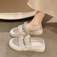 Zapatos individuales de malla con diamantes de imitación de encaje, zapatos transpirables de suela gruesa para mujer, versátiles y fragantes - details 6