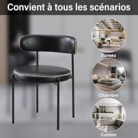 4, sillas de comedor nórdicas para cocina, patas de metal, silla de salón acolchada, respaldo y patas de acero negro, para sala de estar, comedor - details 3
