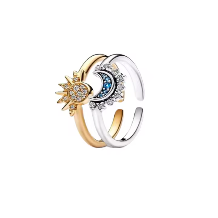 Anillo ajustable de plata con diamantes de imitación para pareja, joyería para el Día de San Valentín, anillo Celestial para niñas, 1 piezas-20 piezas - 1