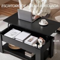 Mesa de Café Elevable y Extensible con Revistero 98x50x(41,8-56) cm Mueble para Sala de Estar y Comedor - details 67