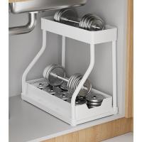 Útiles organizadores de 2 niveles debajo del fregadero con ganchos y estante para vasos colgante, estante de baño multiusos, organizador de cocina, estante de almacenamiento para el hogar - details 6