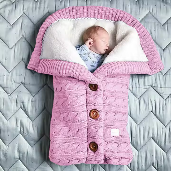 MOV-Saco de dormir de punto para cochecito de bebé, edredón acolchado de terciopelo y algodón para recién nacido - 1