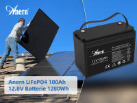 Anern Batería LiFePO4 12.8V 100Ah 1280WH Ideal para RV, Carritos de Golf, Viajes fuera del Grid Solar - details 0