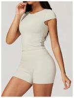 Camiseta deportiva de manga corta para mujer, Top ajustado de secado rápido, ropa informal para correr y Yoga - details 2