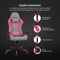 DR90 - Silla Gaming Profesional, Tejido Transpirable, reposabrazos 2D Acolchado, Base Nylon Reforzado, pistón Clase 4, cojín Lumbar y Cervical, Color Gris/Blanco - details 35
