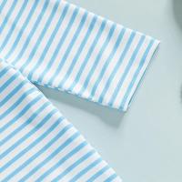 Traje de baño protector para niños y niñas de 0 a 3T Conjunto de 2 uds., estampado a rayas, manga larga y cuello redondo - details 7