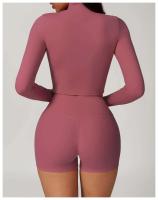 Conjunto de Yoga de Manga Larga Top de Correa Alta y Leggings Deportivos para Mujeres - details 2
