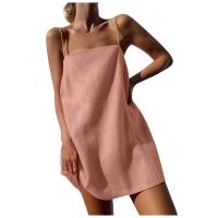 Moda Playa Corta para Verano 2024 Vestido Lineno Algodón Adelgazante con Correa Bella para Mujeres Y2K Vestido Casual de Holiday - details 1