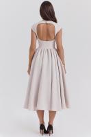 Vestido de noche elegante para mujer con escote en la espalda - Vestido largo sin mangas con pliegues para fiesta, graduación, vacaciones - details 34