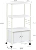Mueble Microondas Cocina Estante de Cocina Carrito Auxiliar con Ruedas Blanco 40 x 60 x 114 cm FRG12-W ES - details 3