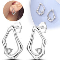 Pendientes de aro de circonita irregular en plata para mujer, pendientes, regalos de joyería - details 1