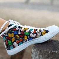 Calzado deportivo estampado con motivos dorados, calzado casual de moda, plataforma de mujer, lona vulcanizada - details 2